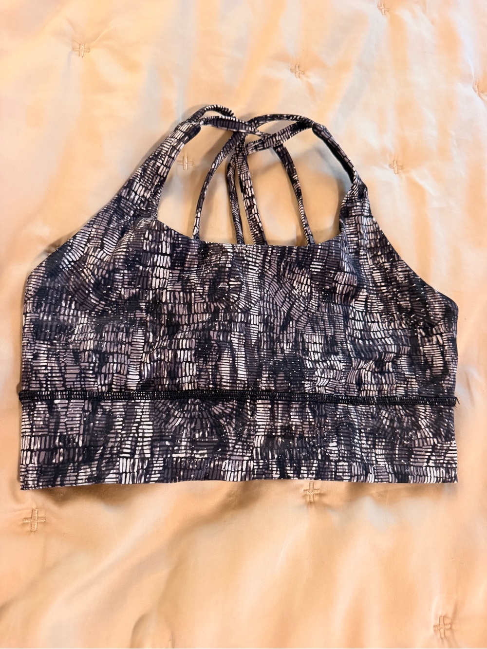 lululemon athletica Black & White Patterned Strappy Sports Bra
